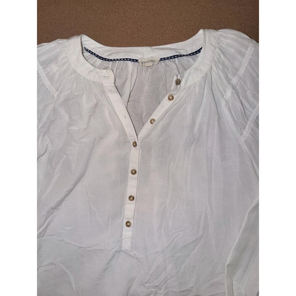 Pilcro white cotton viscose blend peasant blouse top button medium cottagecore - Picture 4 of 7